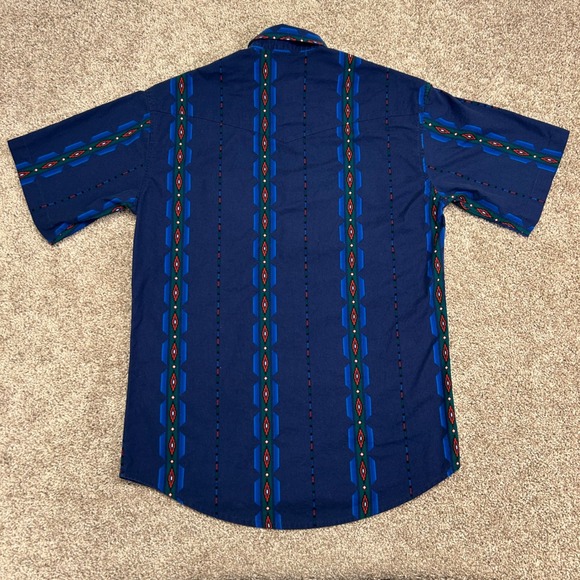 Vintage Wrangler Western Shirt Pearl Snap Aztec Southwestern Stripe Men Medium - Picture 6 of 8